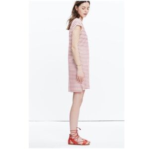 MADEWELL Cotton Striped V-Neck Texture Shift Dress